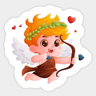 Flying Cupid with Bow and Arrow Sticker